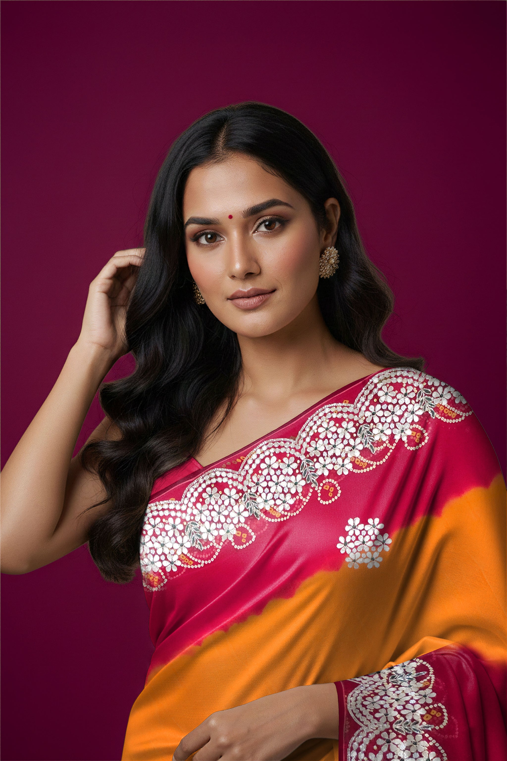 Rangeela Peela Red Festive Saree with Elegant Border Detailing
