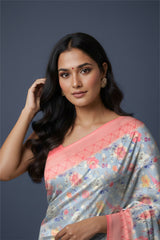Rangeela – Sky Blue Floral Printed Designer Saree