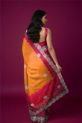 Rangeela Peela Red Festive Saree with Elegant Border Detailing