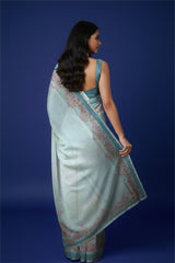 Rangeela Sea Green Digital Print Festive Saree with Elegant Border Design