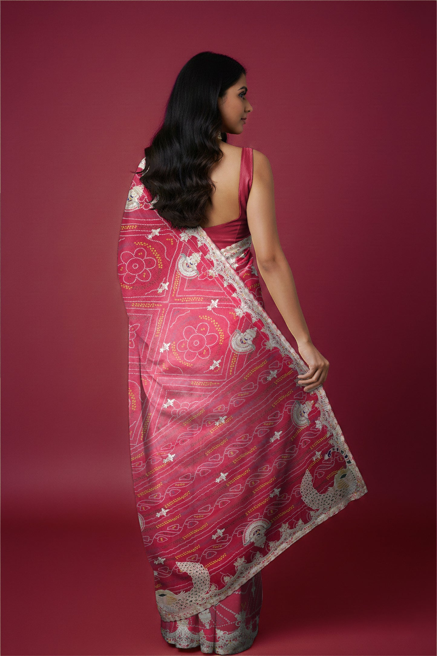 Rangeela – Rani Pink Chunri Print Designer Saree