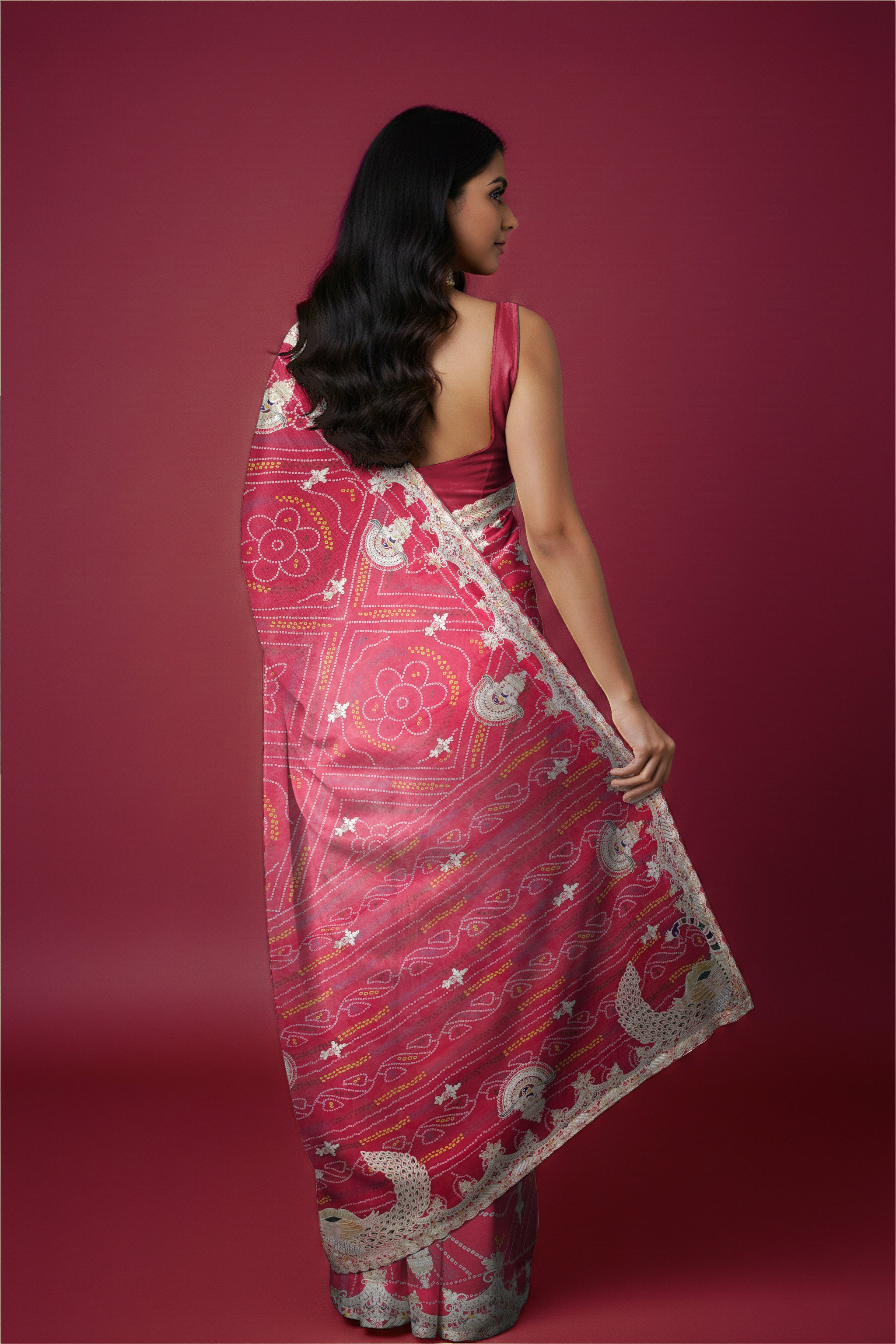 Rangeela – Rani Pink Chunri Print Designer Saree