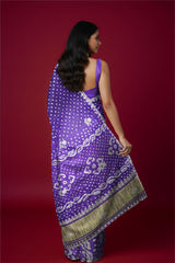 Rangeela Purple Blue Gajji Silk Festive Saree with Elegant Finish