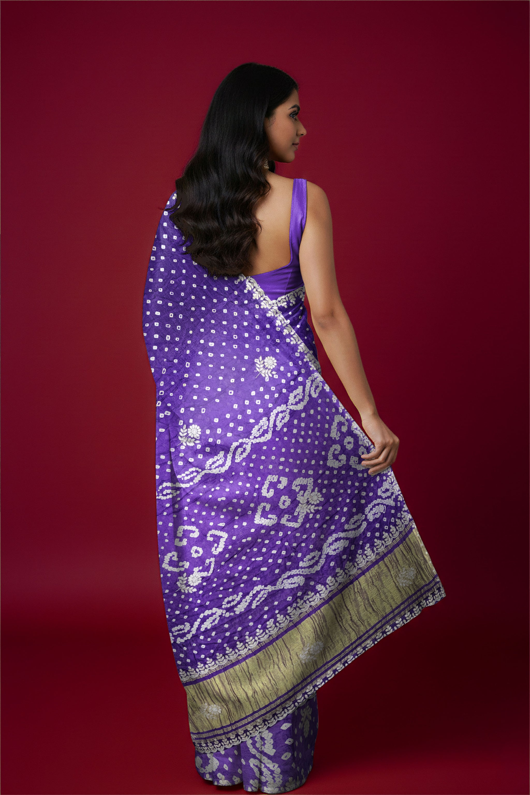 Rangeela Purple Blue Gajji Silk Festive Saree with Elegant Finish