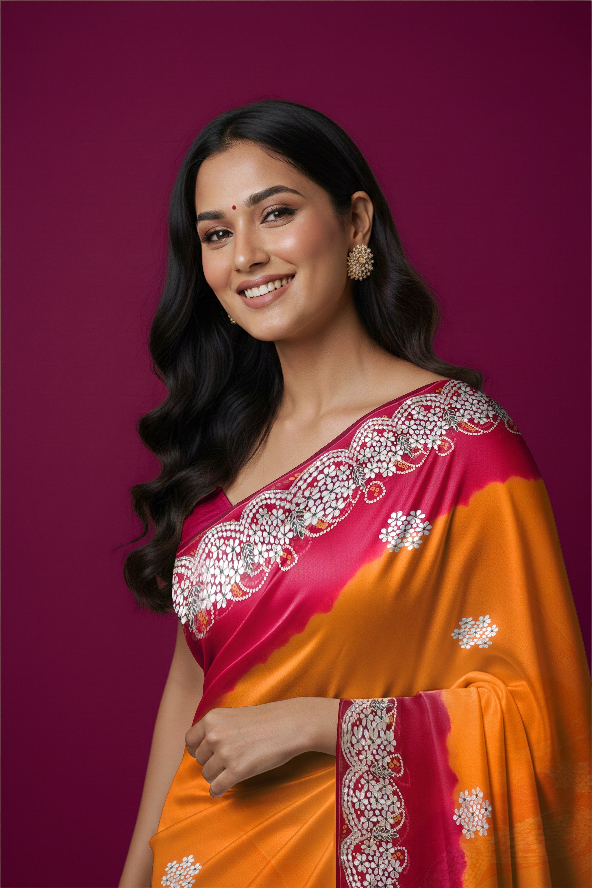 Rangeela Peela Red Festive Saree with Elegant Border Detailing