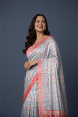 Rangeela – Sky Blue Floral Printed Designer Saree