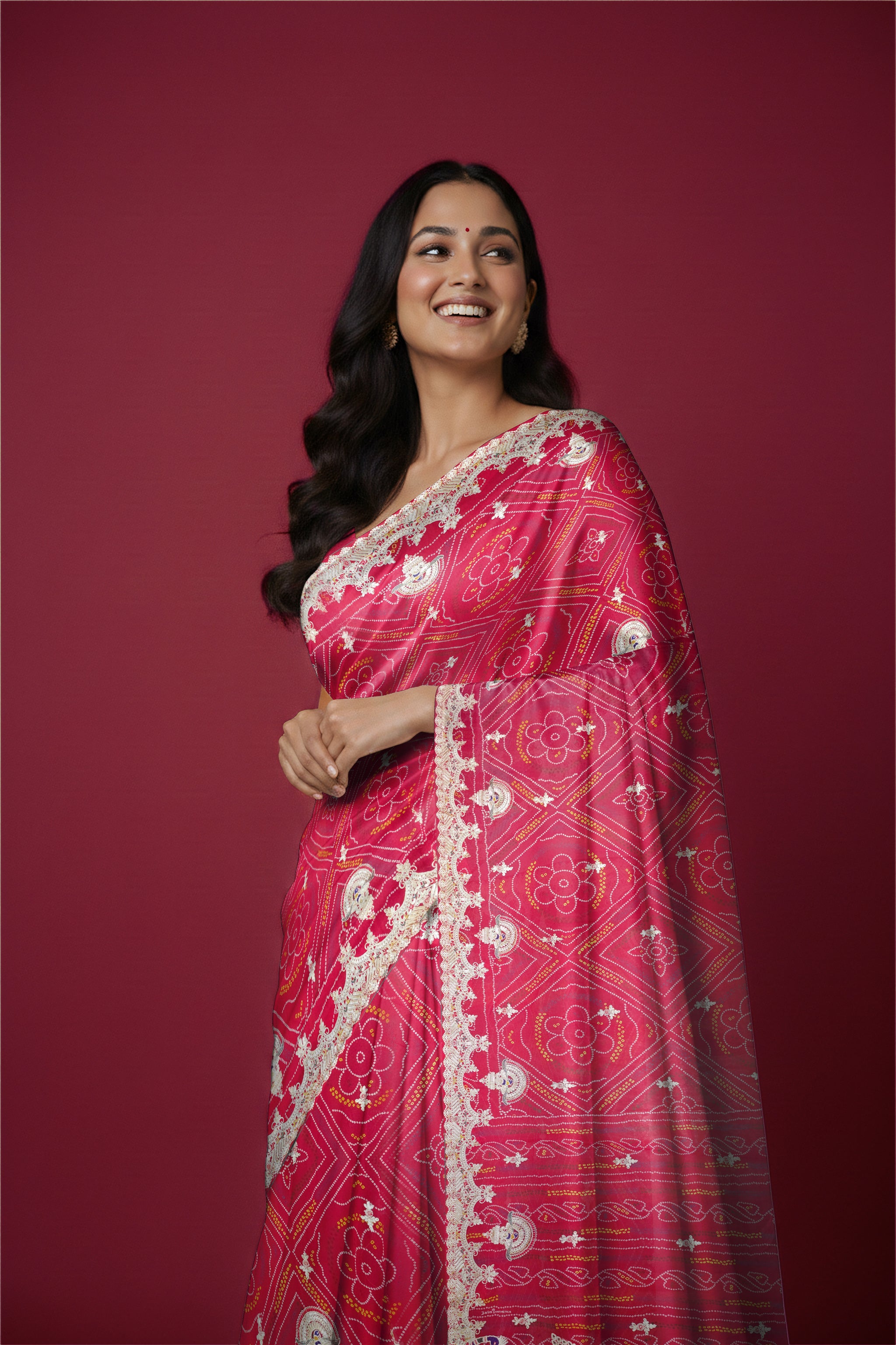 Rangeela – Rani Pink Chunri Print Designer Saree