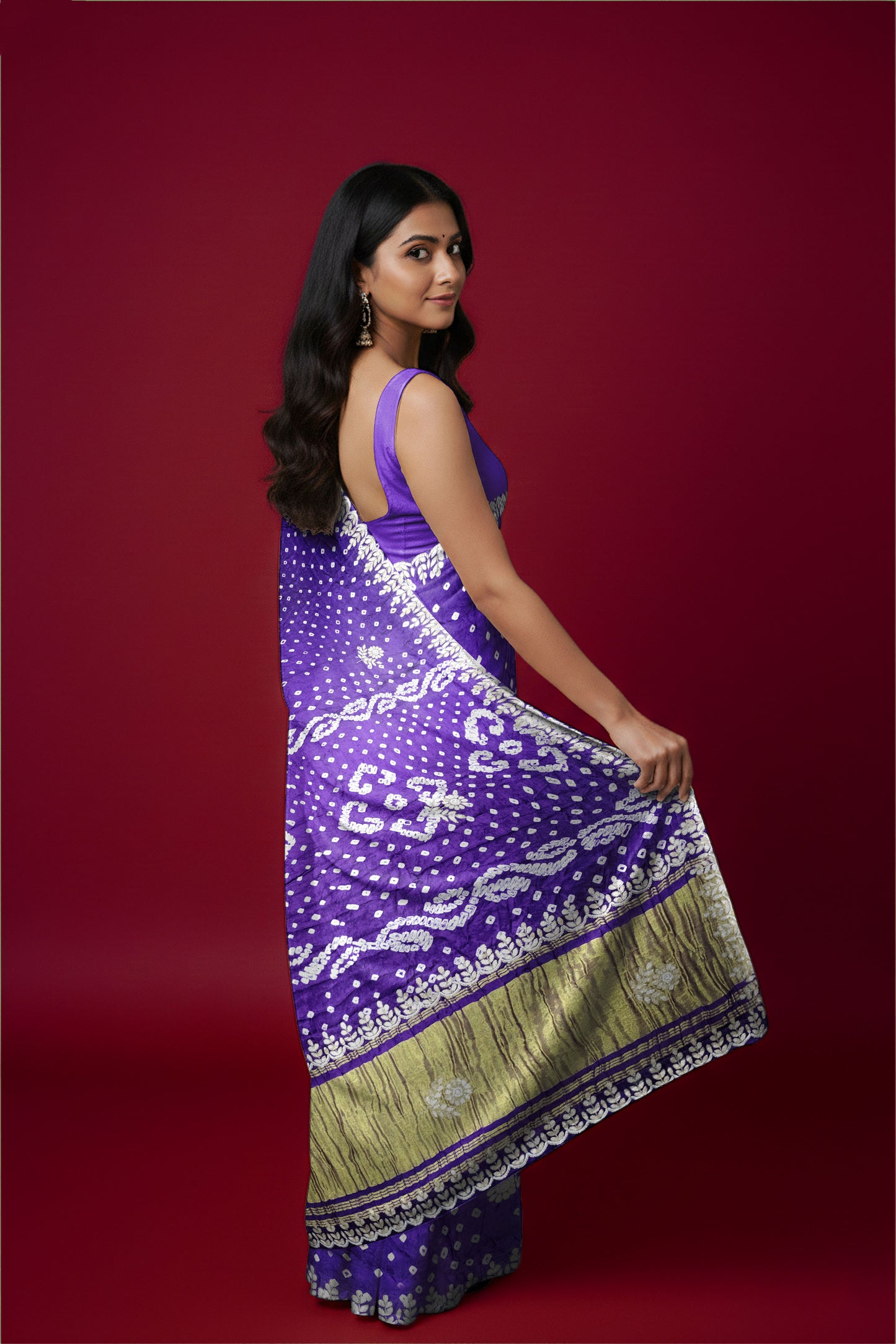 Rangeela Purple Blue Gajji Silk Festive Saree with Elegant Finish