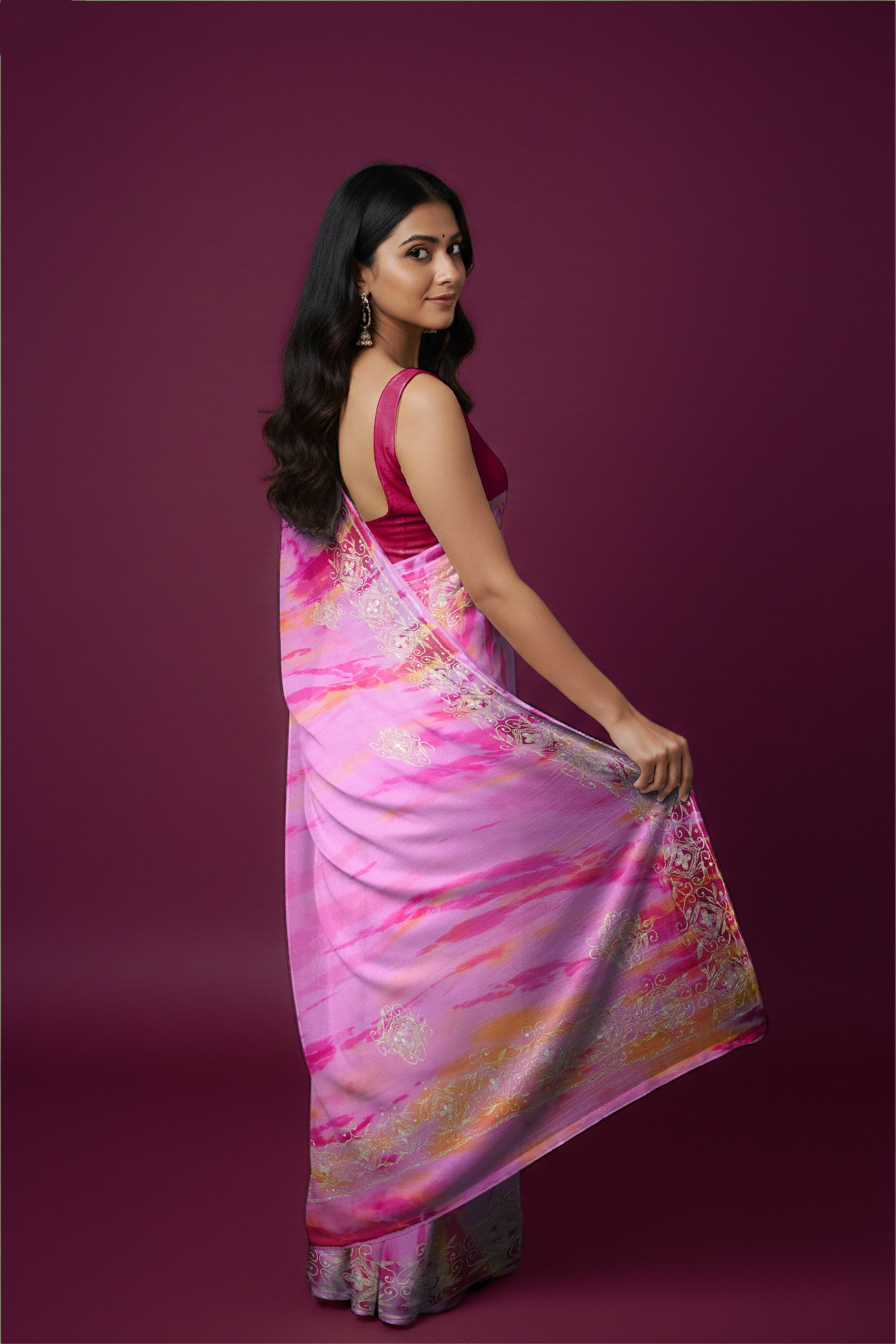 Rangeela Pink Chiffon Lightweight Saree with Elegant Printed Design