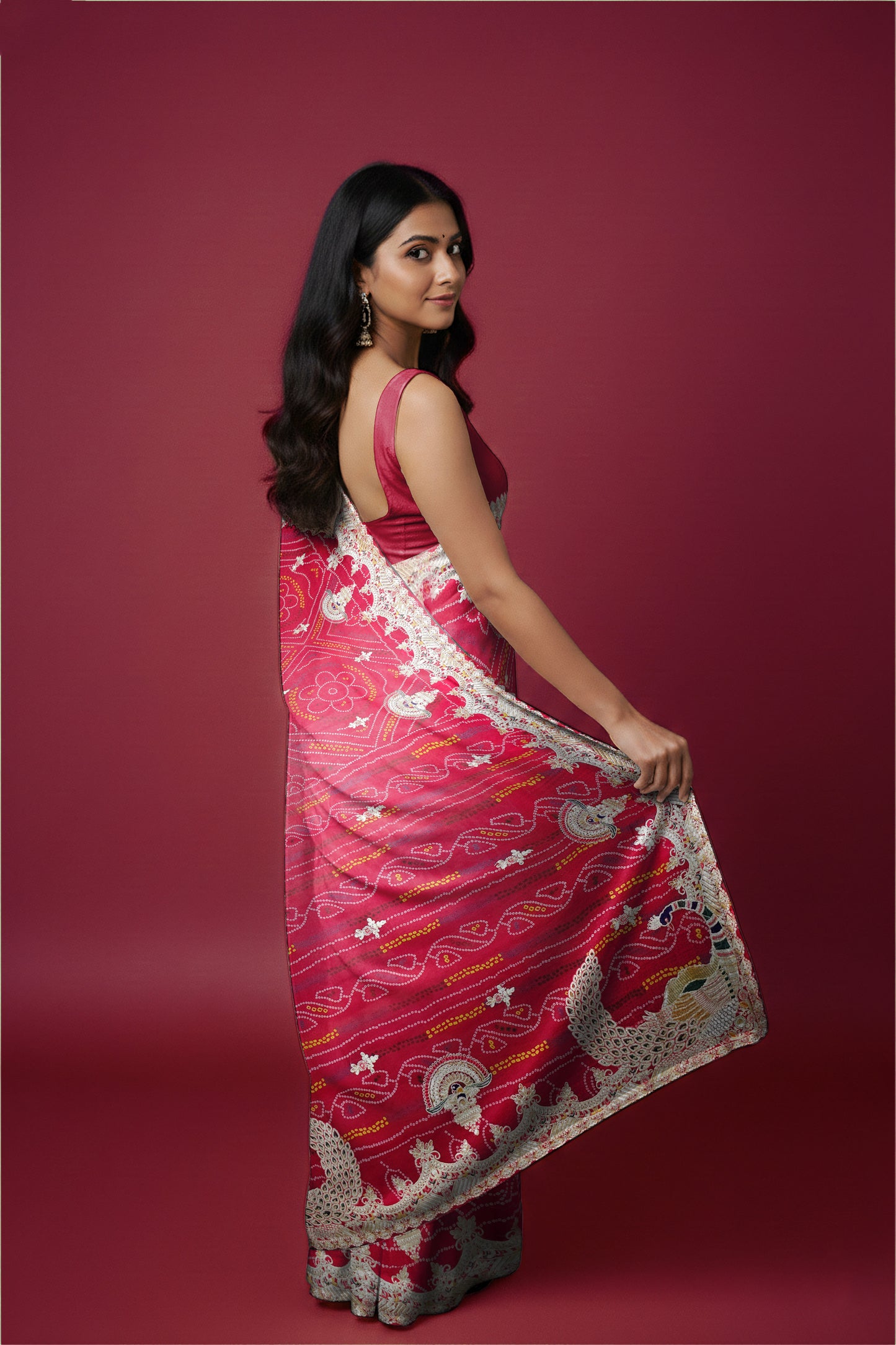 Rangeela – Rani Pink Chunri Print Designer Saree