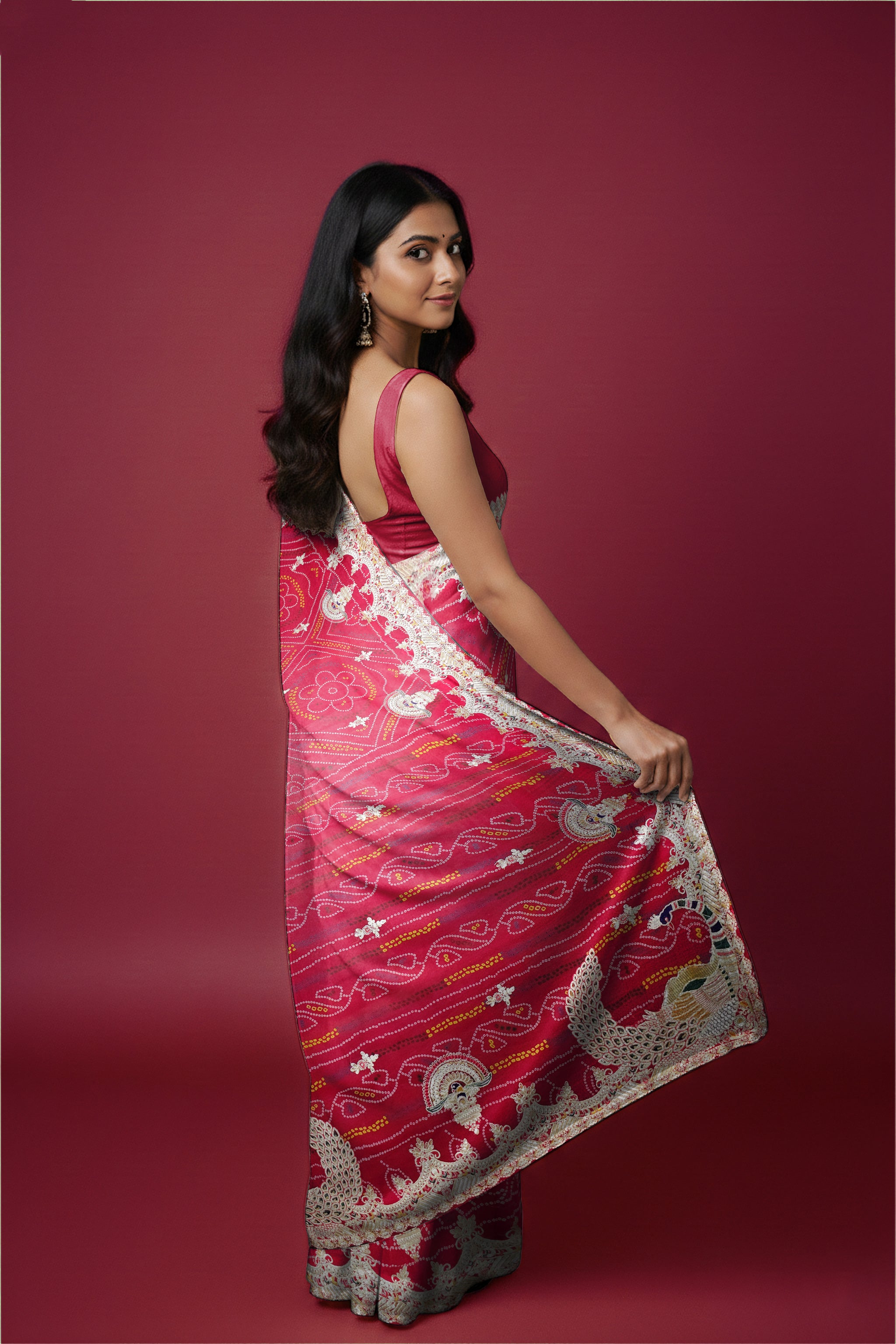 Rangeela – Rani Pink Chunri Print Designer Saree