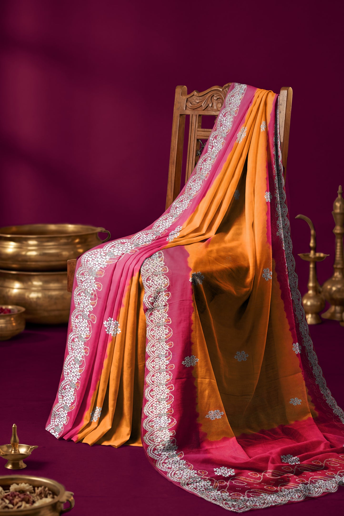 Rangeela Peela Red Festive Saree with Elegant Border Detailing