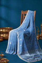 Rangeela Blue Ajrak Print Designer Saree with Traditional Ethnic Pattern