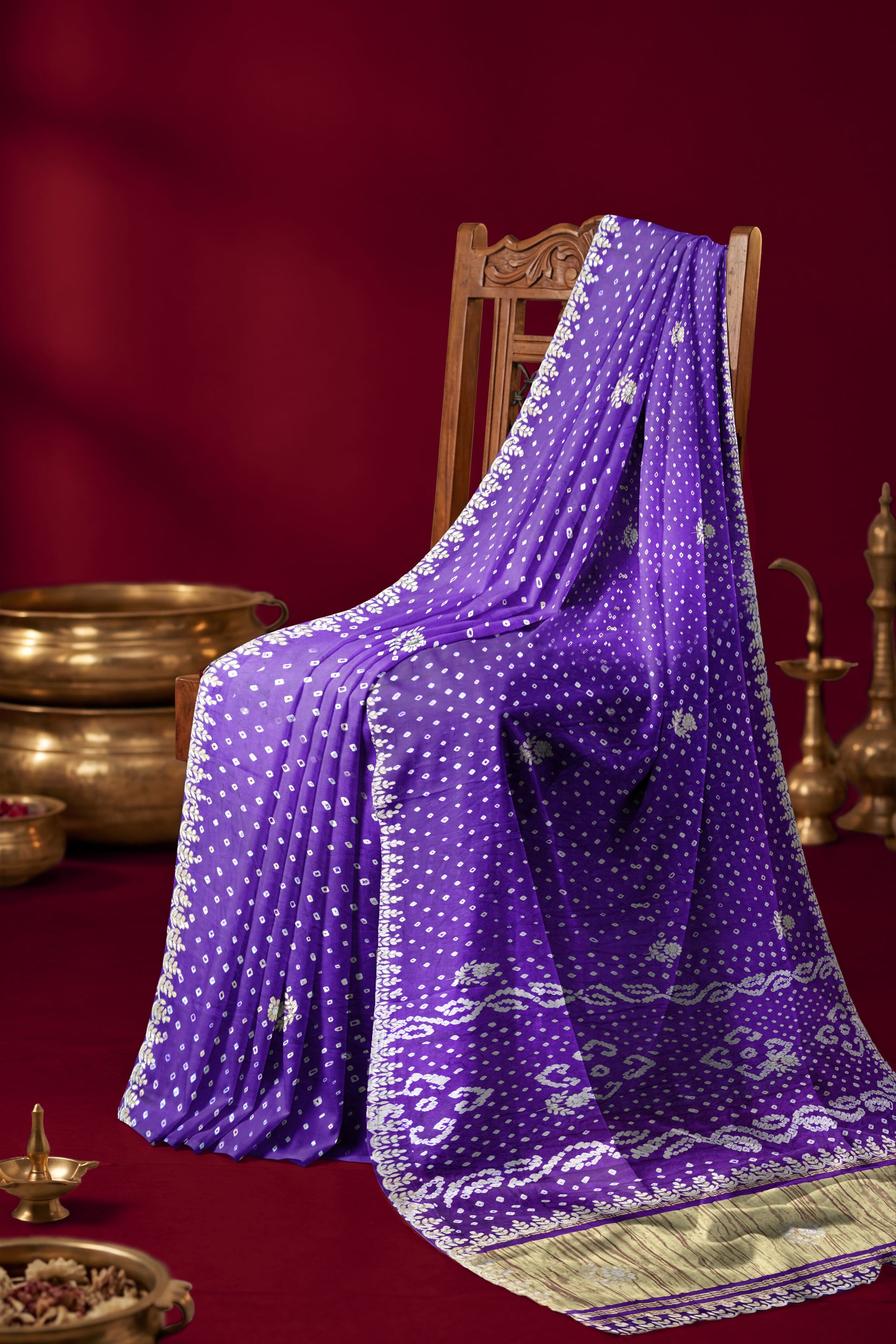 Rangeela Purple Blue Gajji Silk Festive Saree with Elegant Finish
