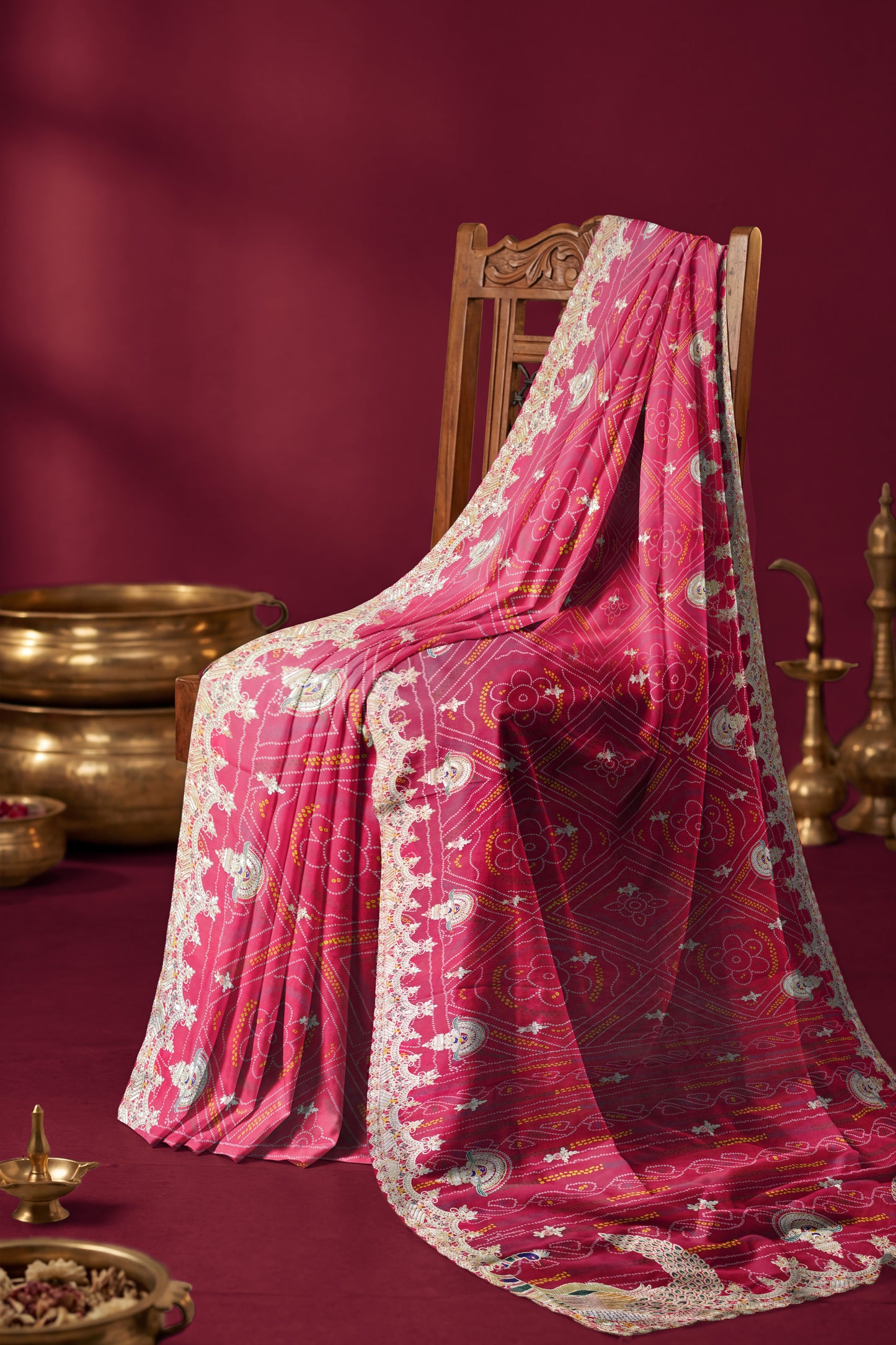 Rangeela – Rani Pink Chunri Print Designer Saree
