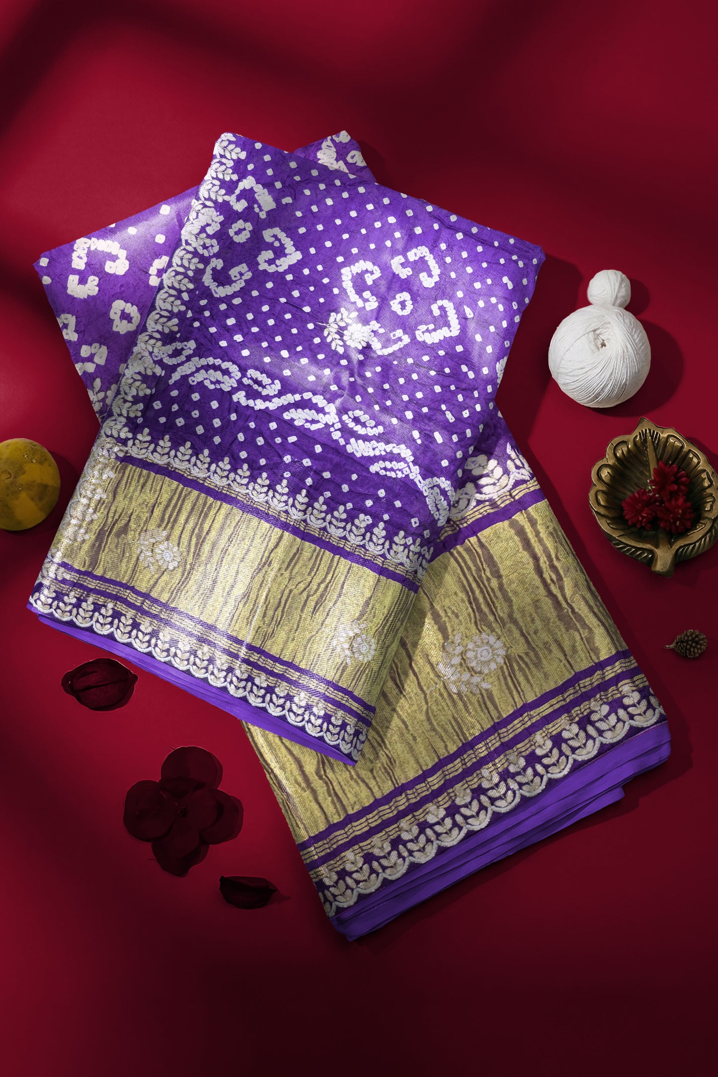 Rangeela Purple Blue Gajji Silk Festive Saree with Elegant Finish