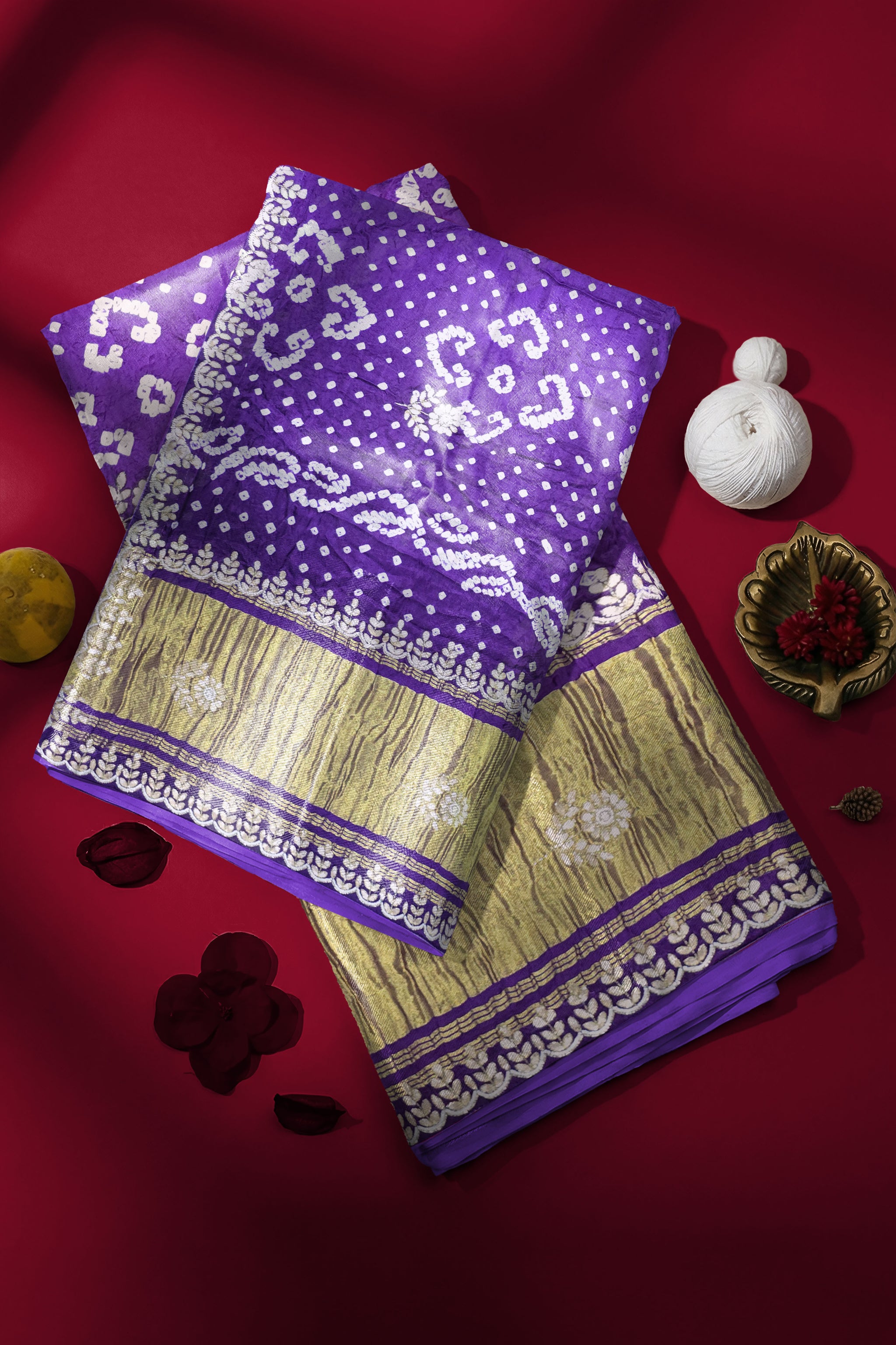 Rangeela Purple Blue Gajji Silk Festive Saree with Elegant Finish