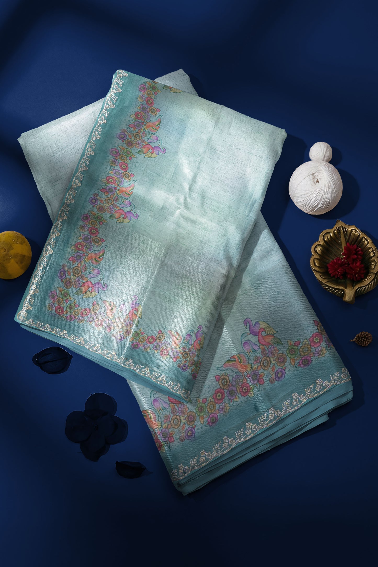 Rangeela Sea Green Digital Print Festive Saree with Elegant Border Design