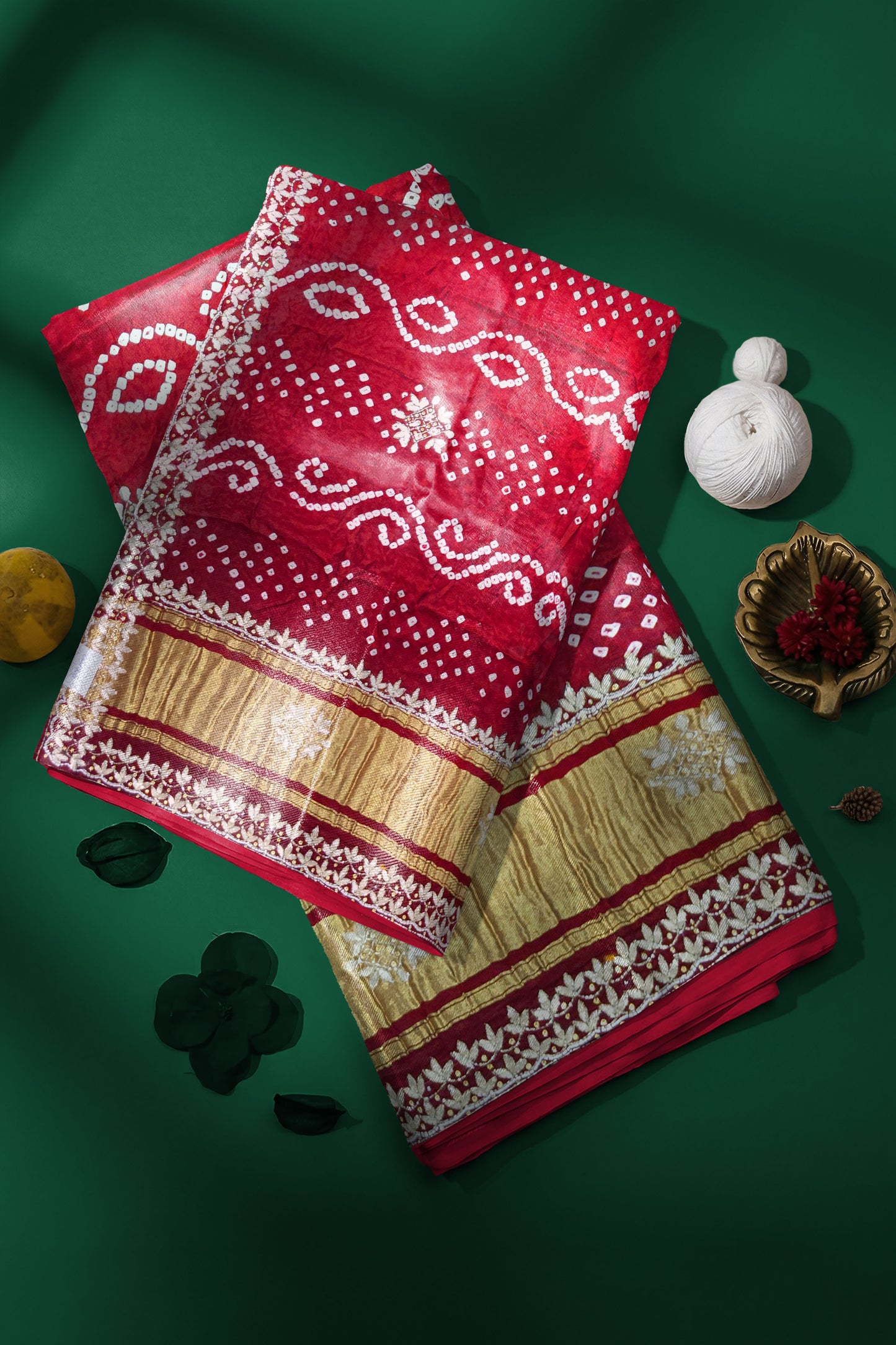 Rangeela Red Gharchola Festive Saree with Traditional Check Design